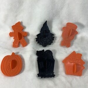 6 Vintage Wilton Halloween Cookie Cutters Cat Pumpkin Witch Skeleton House Grave